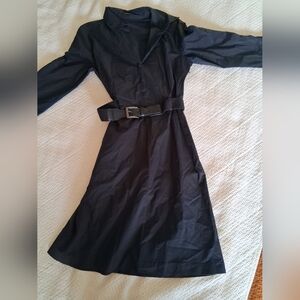 Theory Black Peplum Long Sleeve Dress